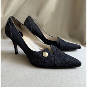 Vintage Dior Grey Denim Heels Shoes Size 36